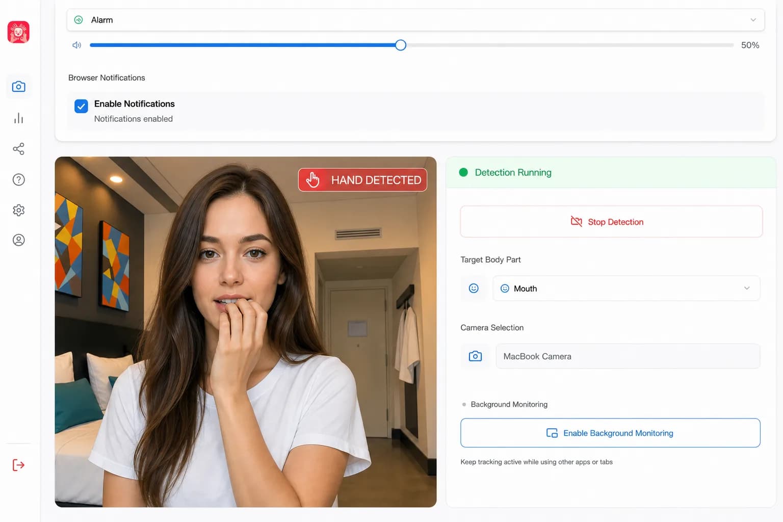 Leave Your Face Alone detection interface preview