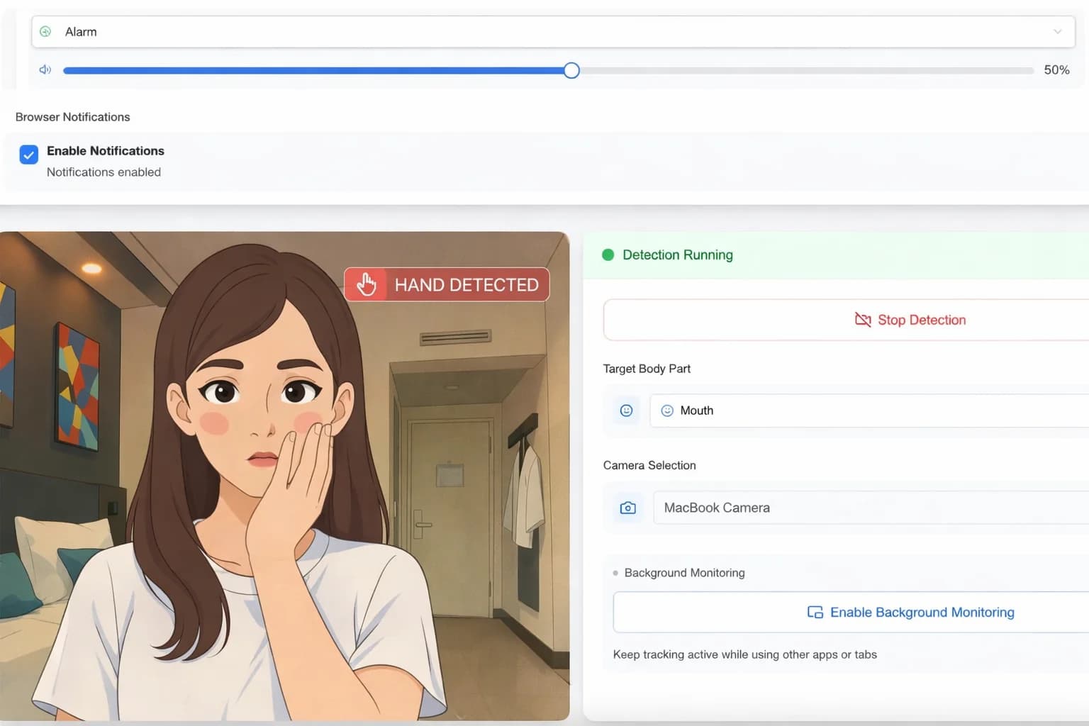 Leave Your Face Alone detection interface preview